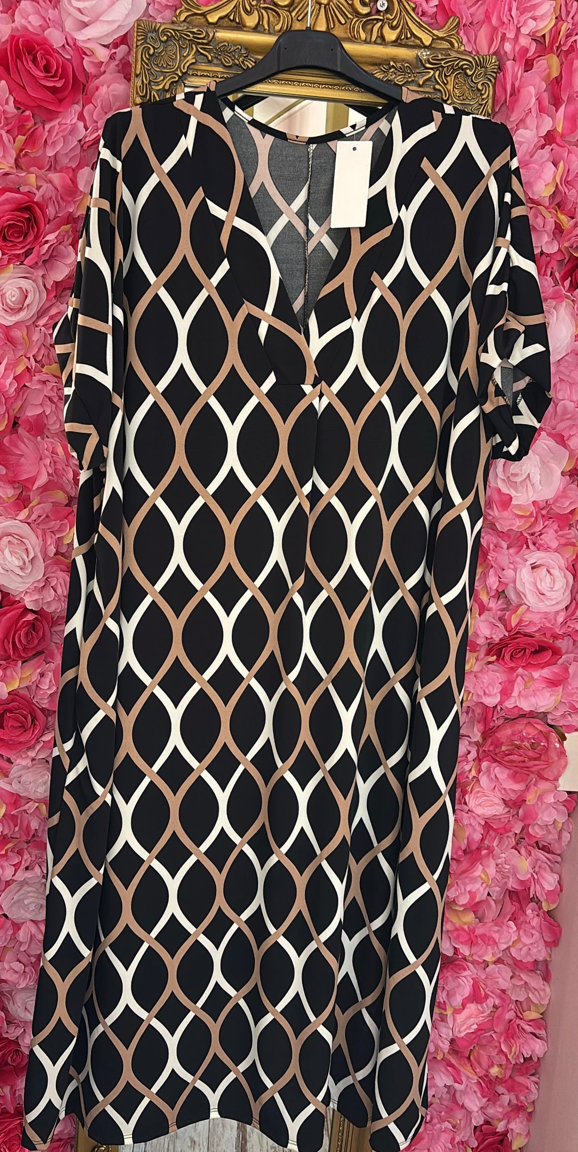 Jurk Autum Zwart-Bruin Plus Size 48 t/m 54-56