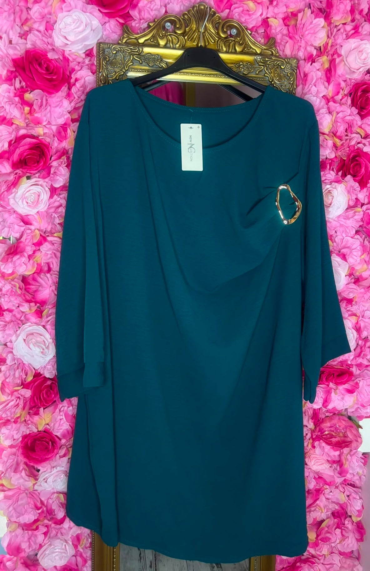 Tuniek Detail Petrol Plus Size Maat 48 t/m 54