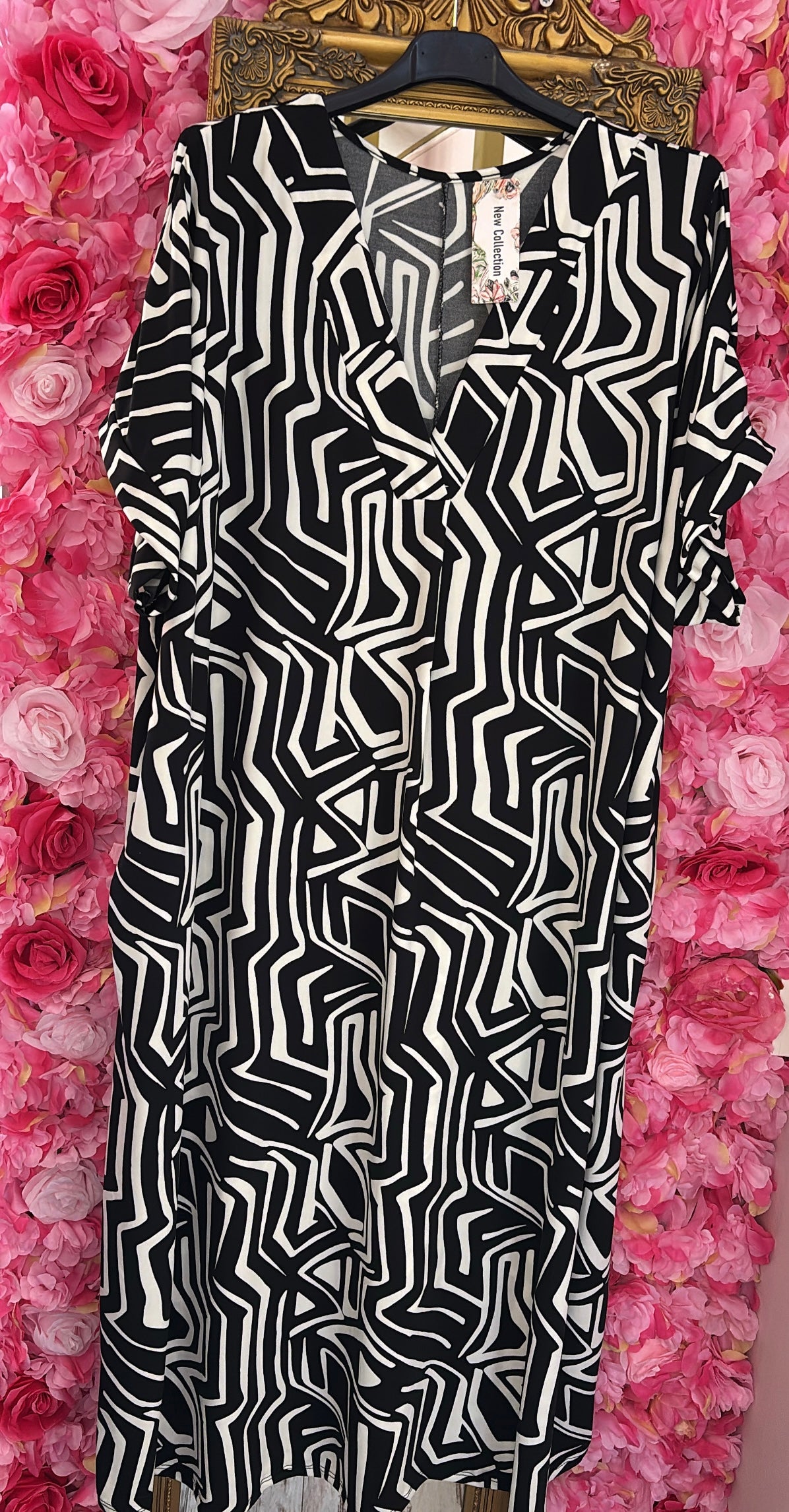 Jurk Autum Zwart-Wit Plus Size 48 t/m 54-56