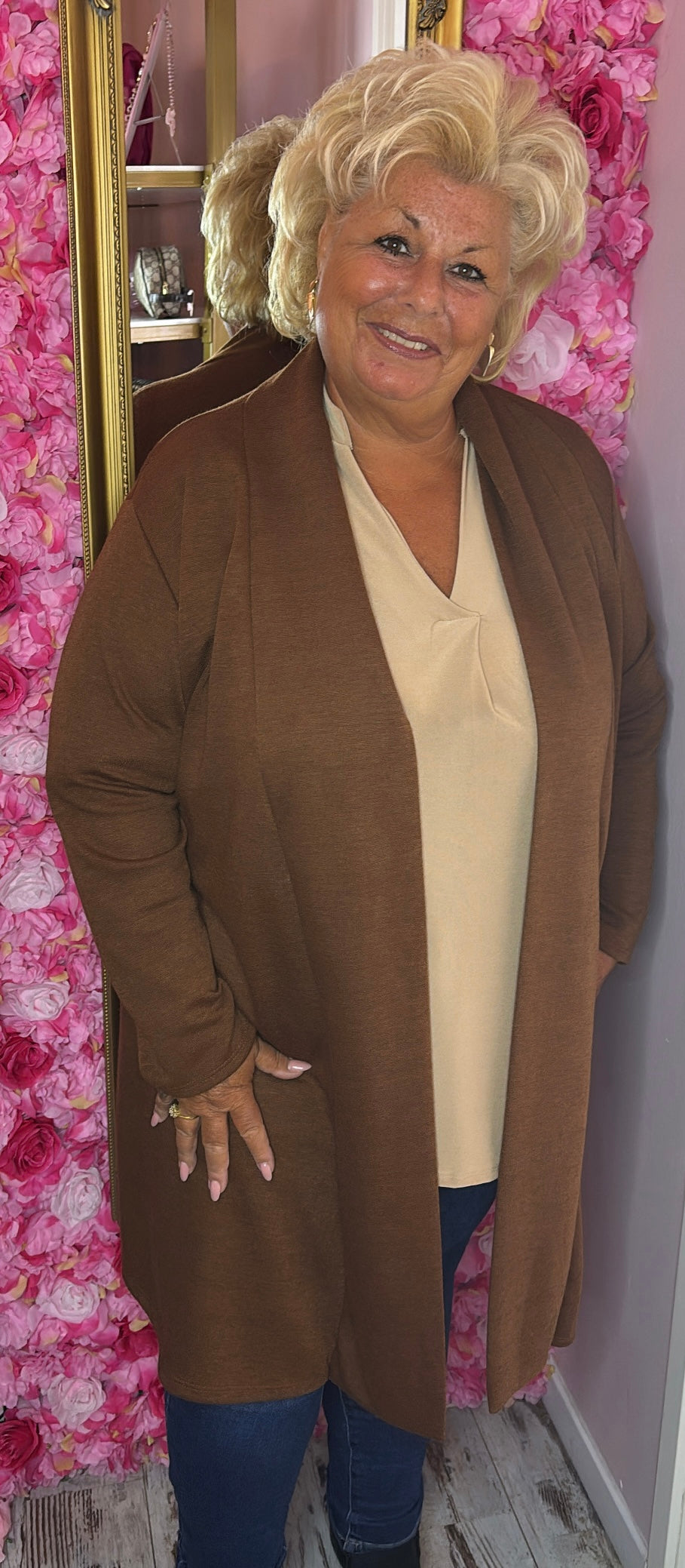 Vest Basic Bruin Plus Size Maat 48 t/m 56-58