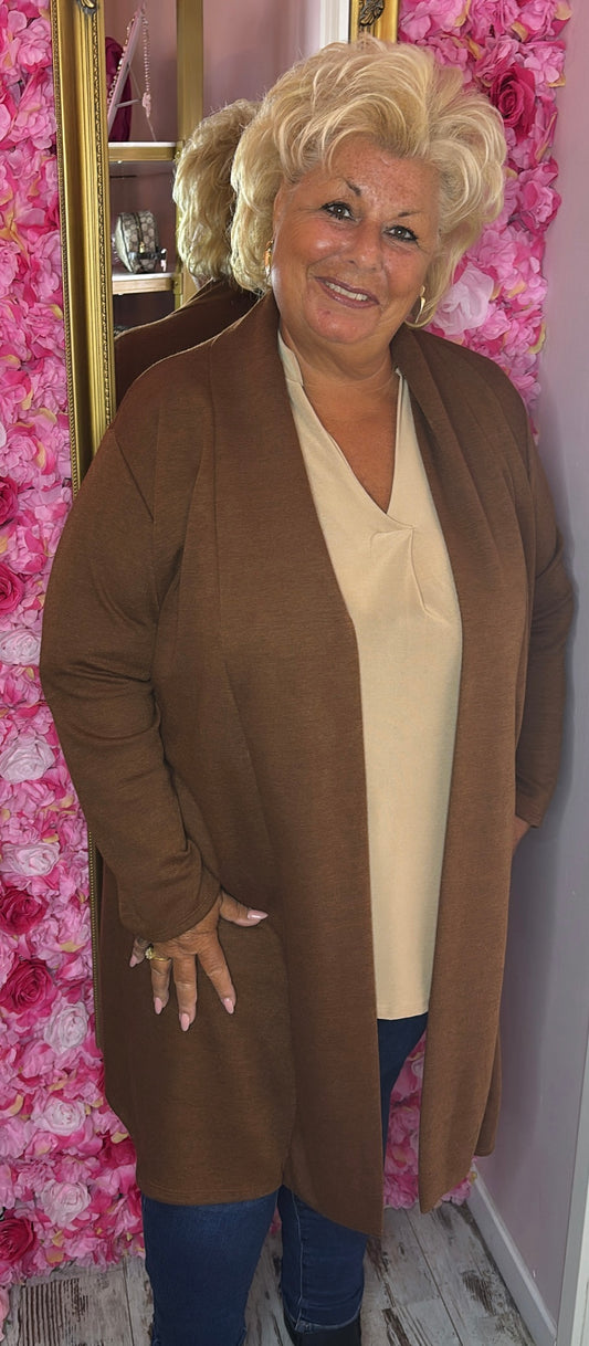 Vest Basic Bruin Plus Size Maat 48 t/m 56-58