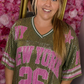 T-shirt Glamour New York Leger Groen Plus Size t/m 48