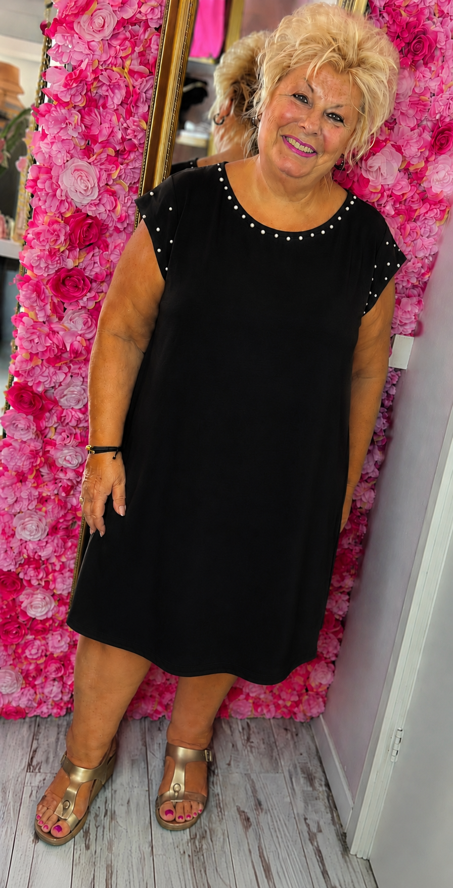 Jurk Parel Zwart Plus Size Maat 48 t/m 54-56