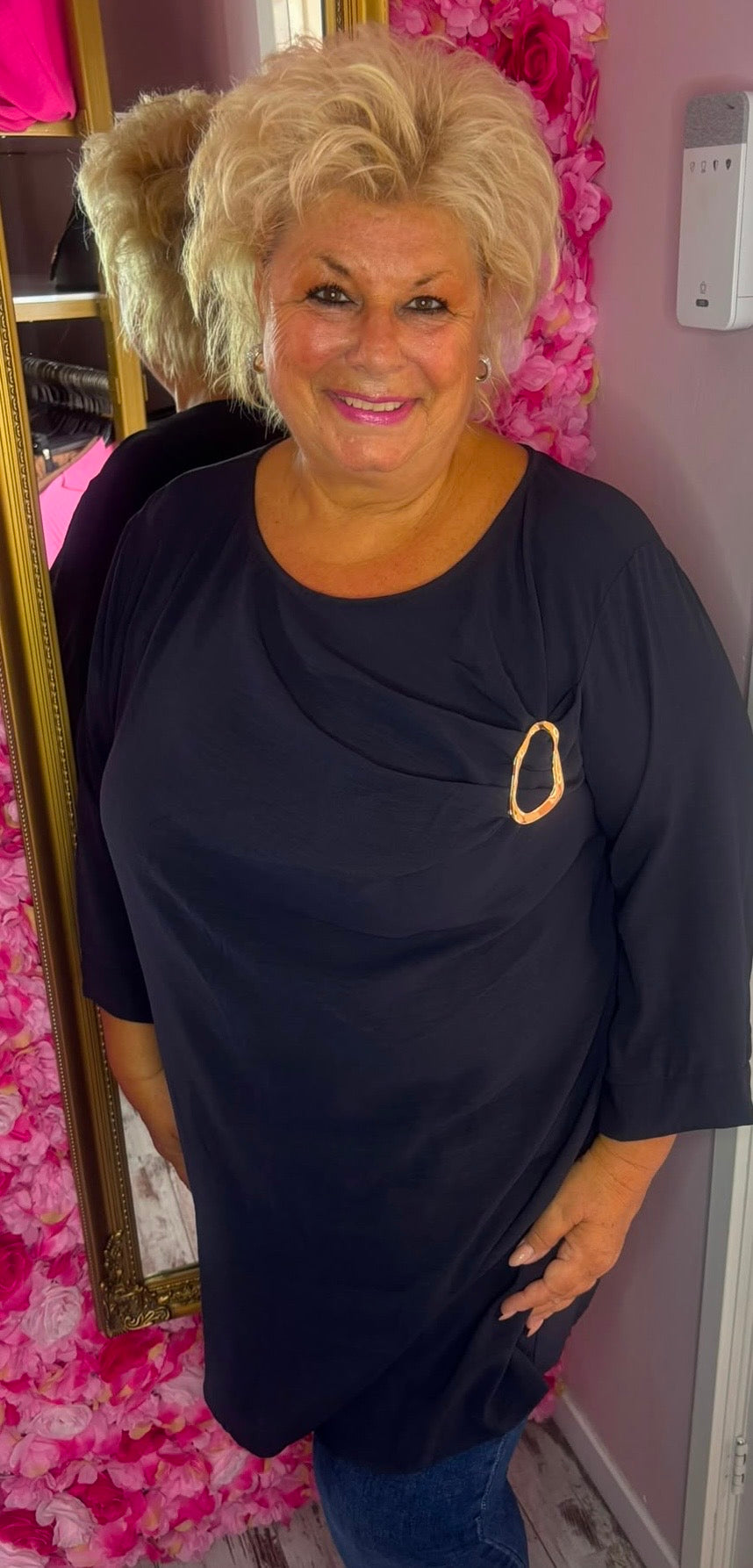 Tuniek Detail Donker Blauw Plus Size Maat 48 t/m 54