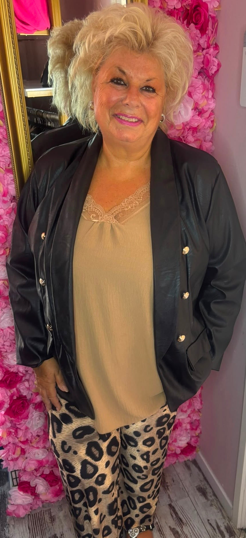 Colbert Leather Look Zwart Plus size Maat 48 t/m 52-54