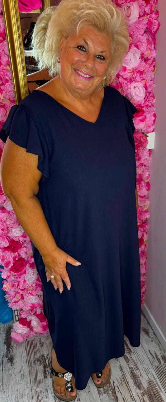 Jurk Musthave Donker Blauw Plus Size Maat 48 t/m 52