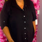 Blouse Doorknoop Zwart Plus Size Maat 44 t/m 50