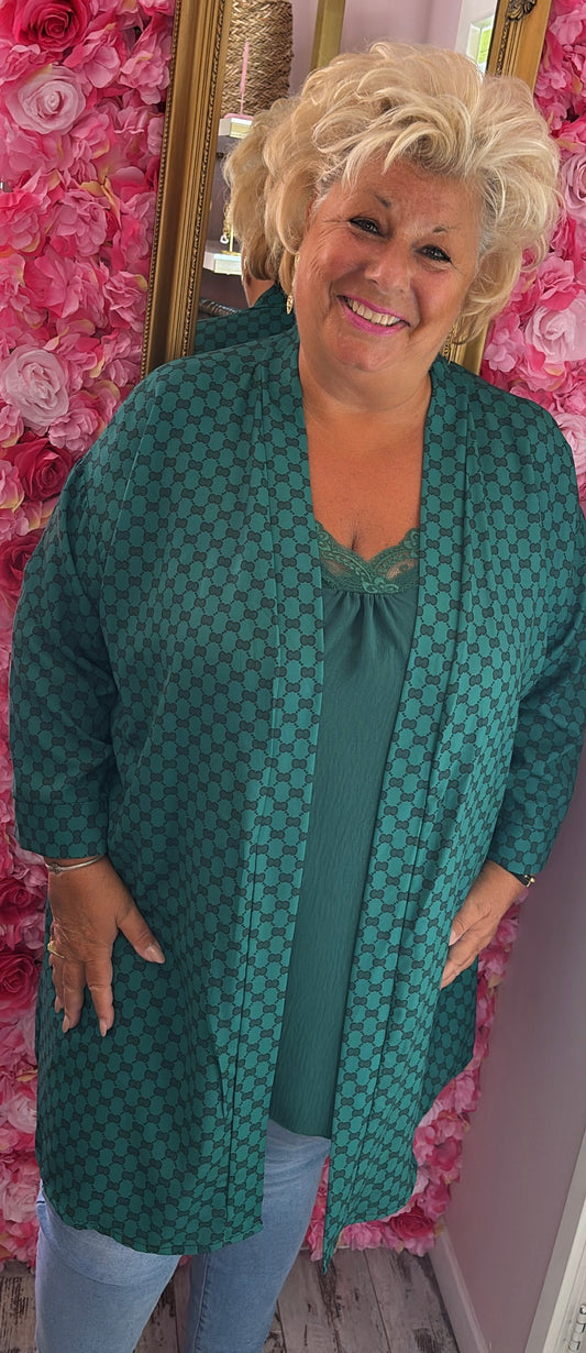 Kimono Flucc Groen Plus size Maat 48 t/m 56-58