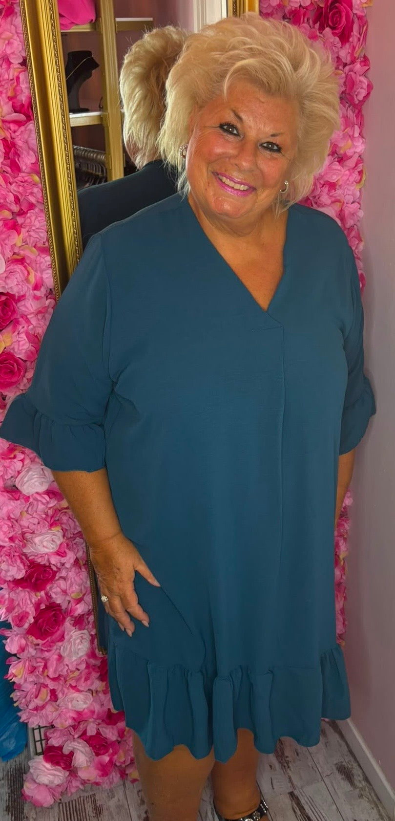 Jurk Now Petrol Blauw Plus Size Maat 46 t/m 52