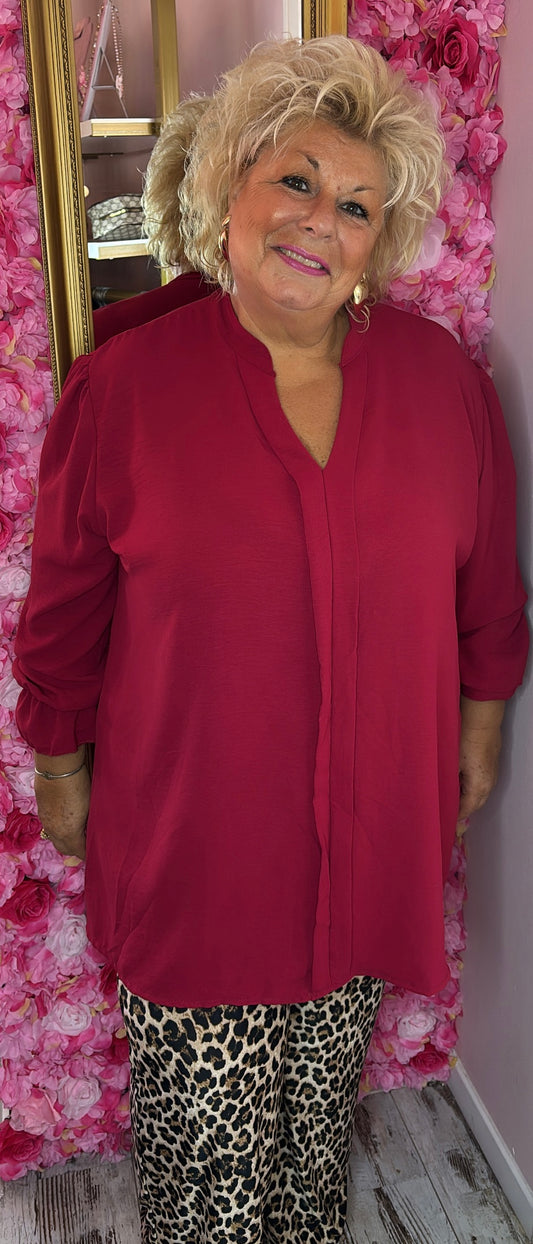 Blouse Musthave Rood Plus Size maat 48 t/m 54