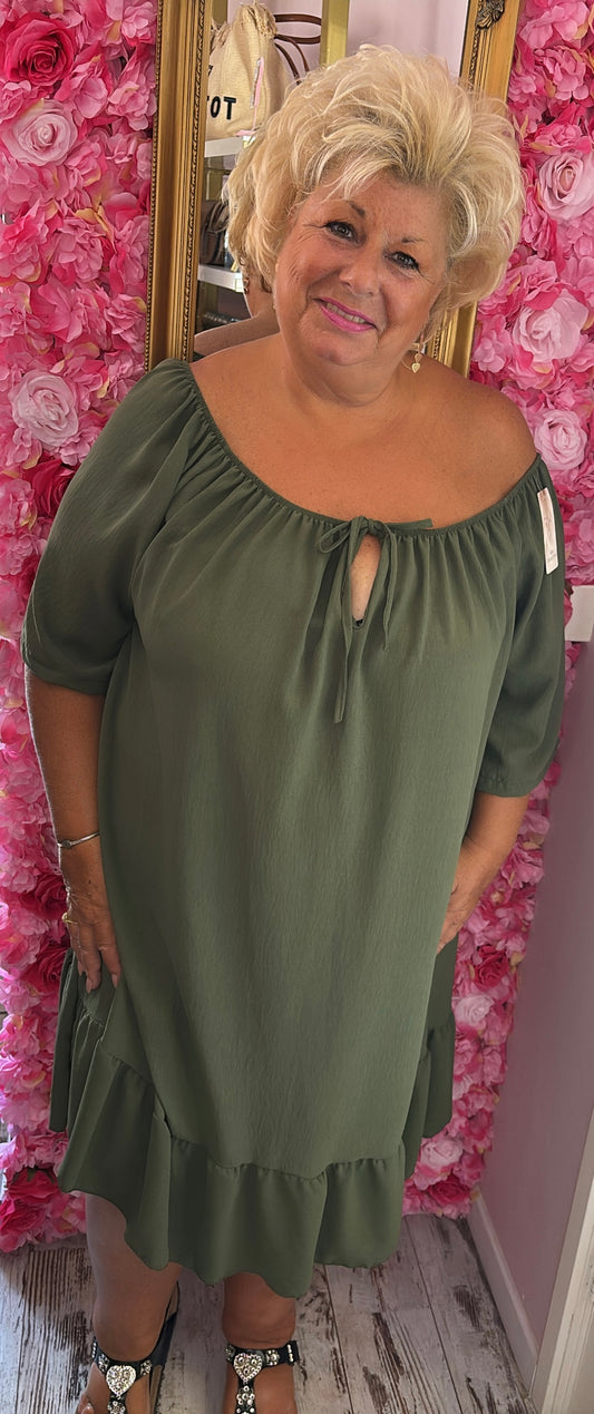 Jurk Cute Leger Groen Plus Size Maat 48 t/m 54-56
