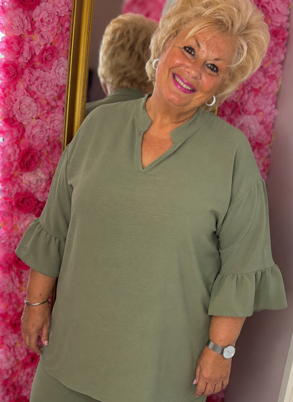 Blouse Mia Leger Groen Plus Size maat 48 t/m 54-56