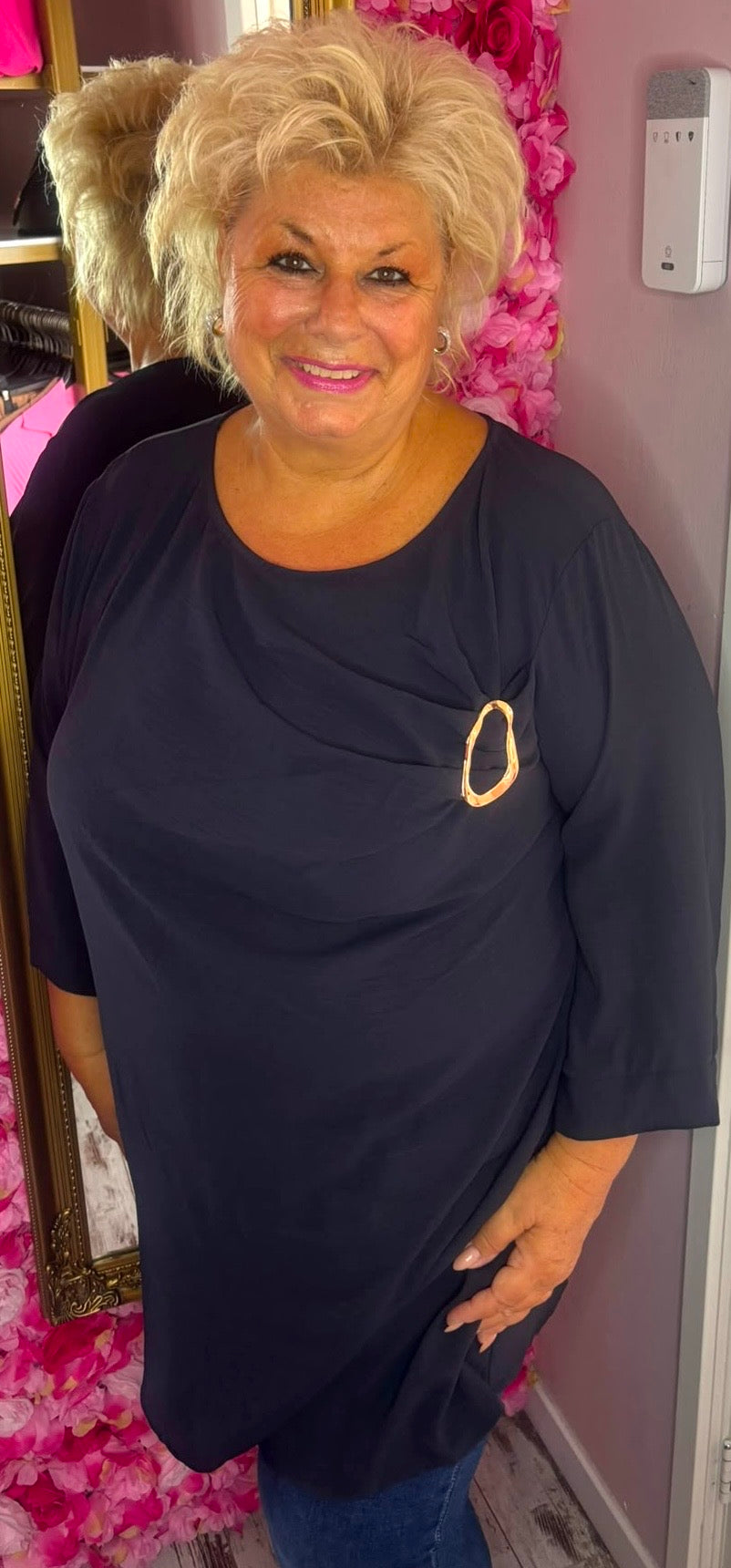 Tuniek Detail Donker Blauw Plus Size Maat 48 t/m 54