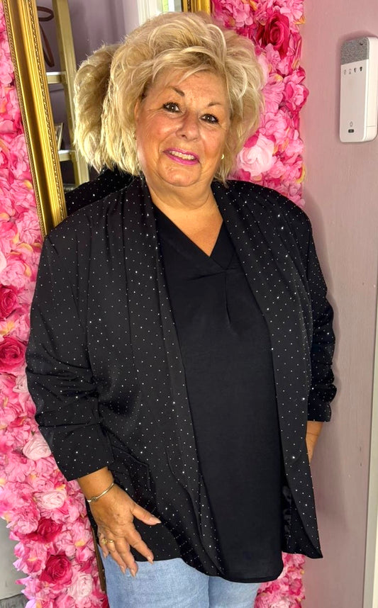 Blazer Happy Diamond XXL Zwart Plus Size Maat 46 t/m 52-54