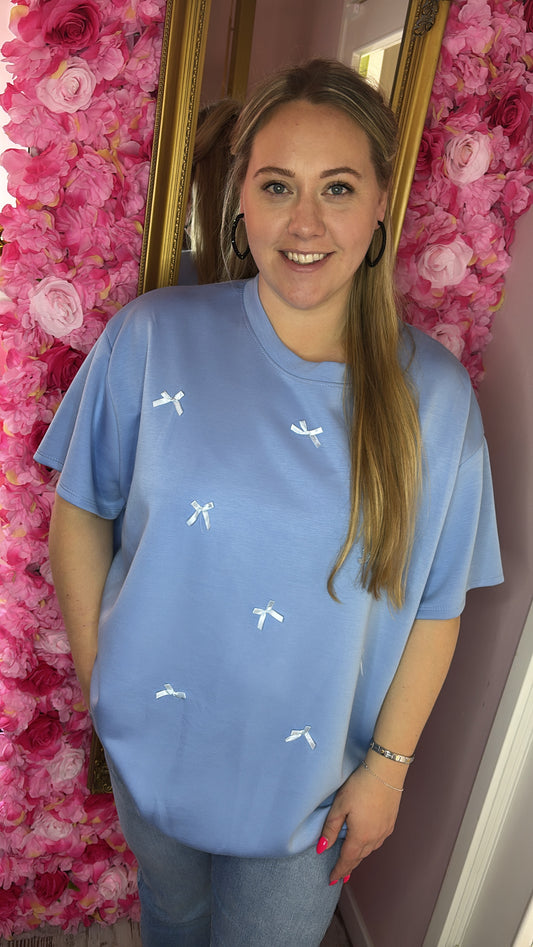 T-shirt Strik Licht Blauw Plus Size Maat 48 t/m 54