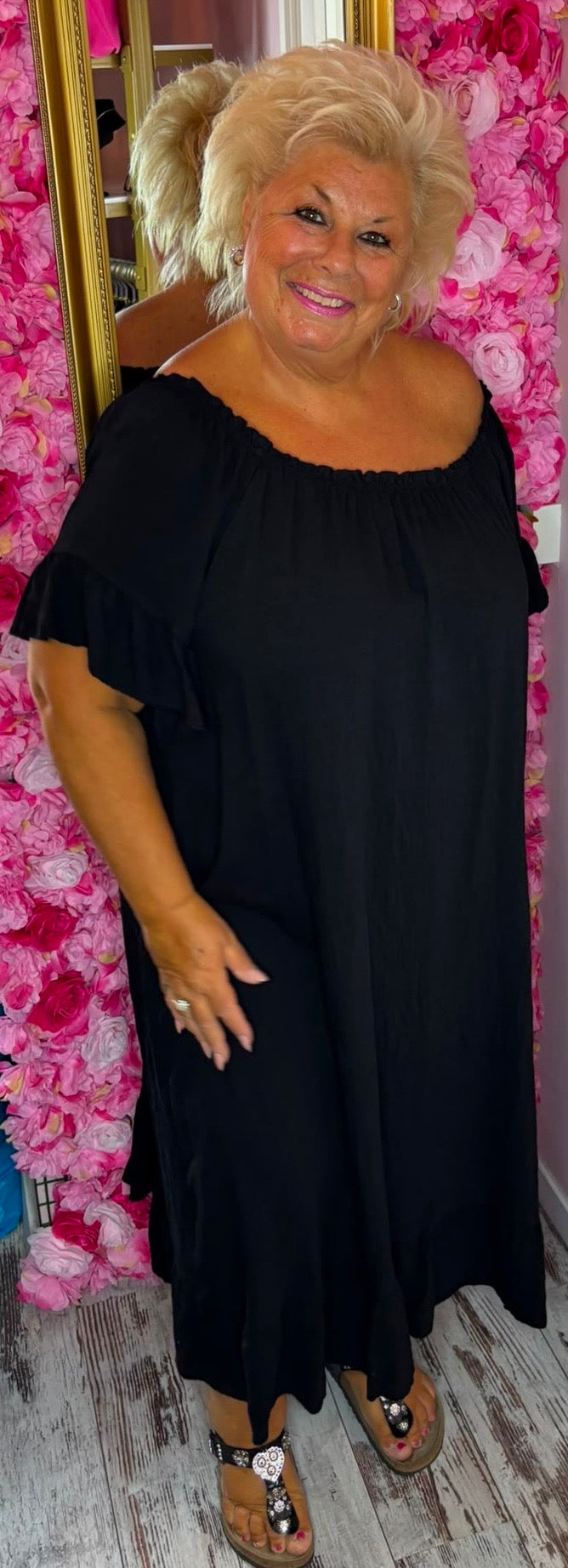 Jurk Linnen Queen Zwart Plus Size Maat 46 t/m 52-54