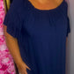 Jurk Linnen Queen Donker Blauw Plus Size Maat 46 t/m 52-54