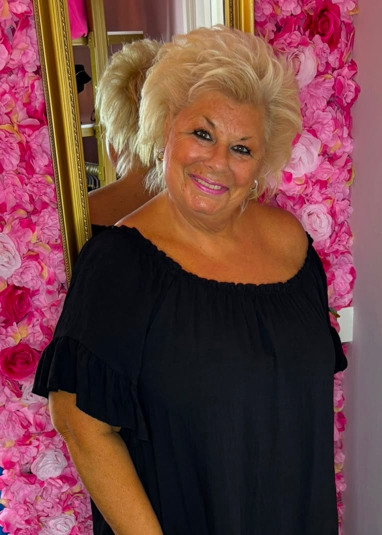 Jurk Linnen Queen Zwart Plus Size Maat 46 t/m 52-54