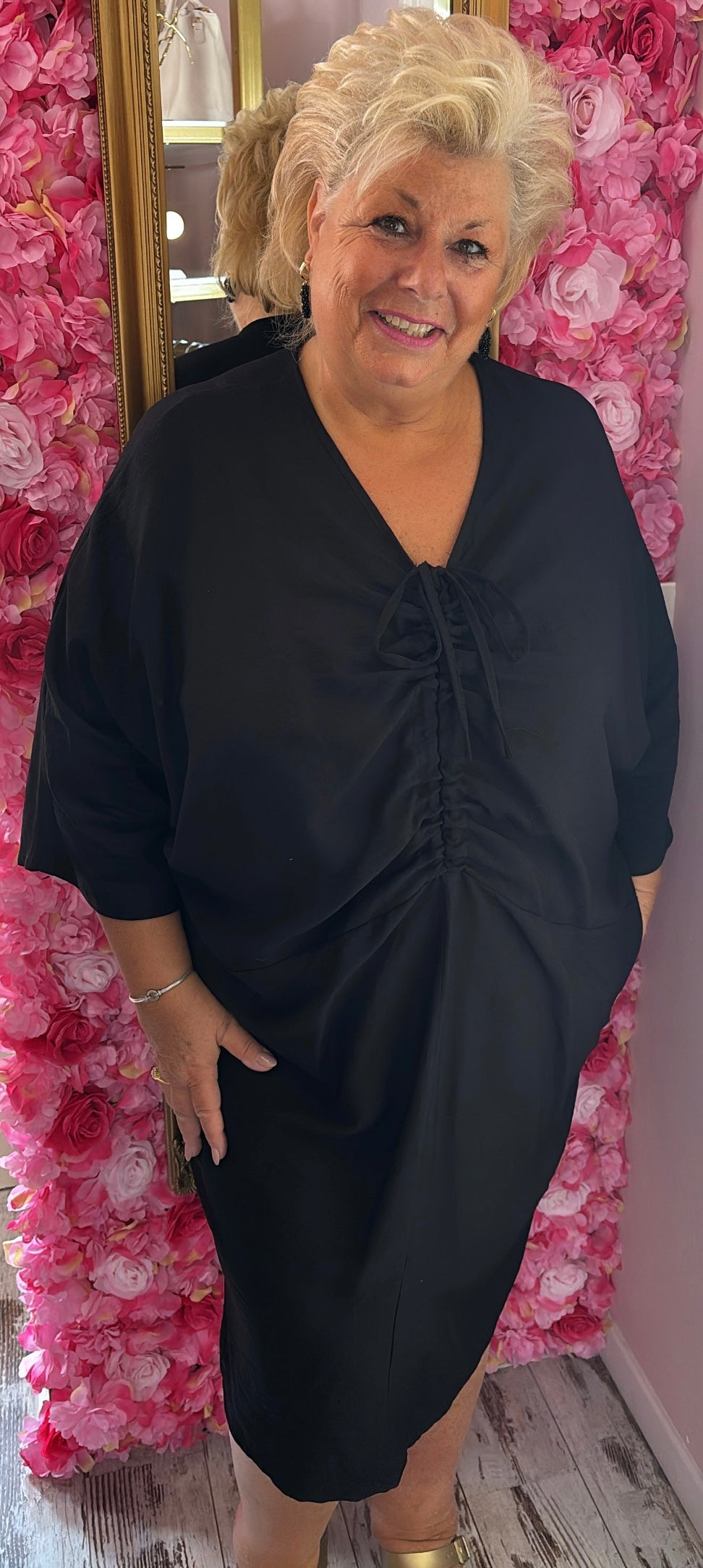 Jurk Viscosa Zwart Plus Size Maat 46 t/m 54