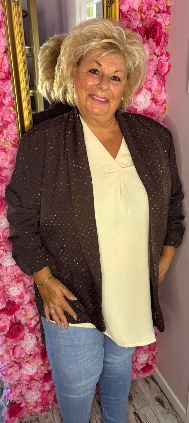 Blazer Happy Diamond XXL Bruin Plus Size Maat 46 t/m 52-54