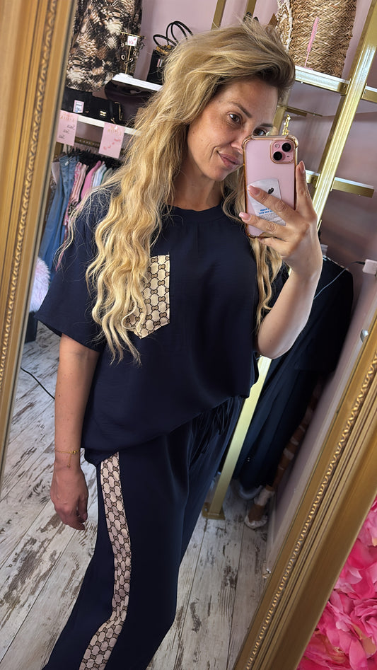 Set Flucc Summer Donker Blauw Plus Size maat 40 t/m 48