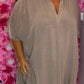 Jurk Fay Katoen Taupe Plus Size Maat 50 t/m 58