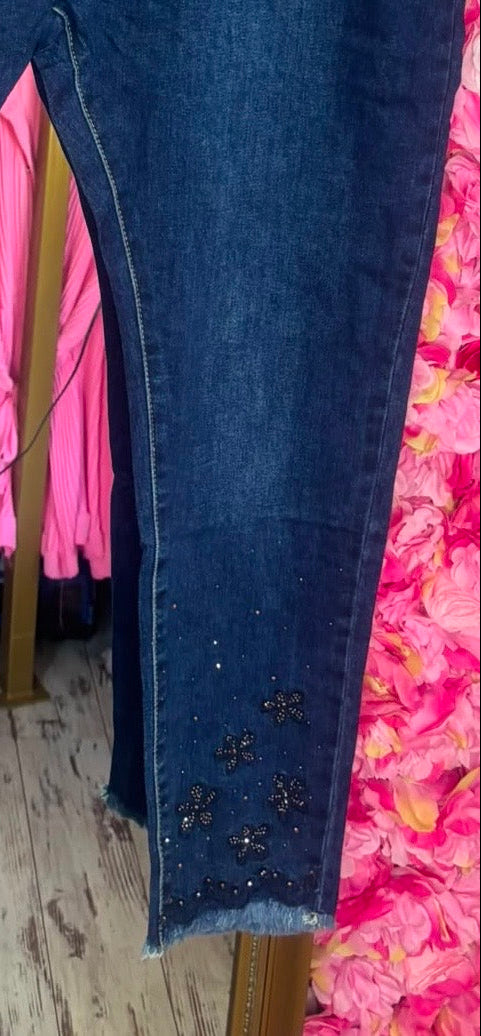Jeans Skinny Flower Bling Maat 44 t/m 54