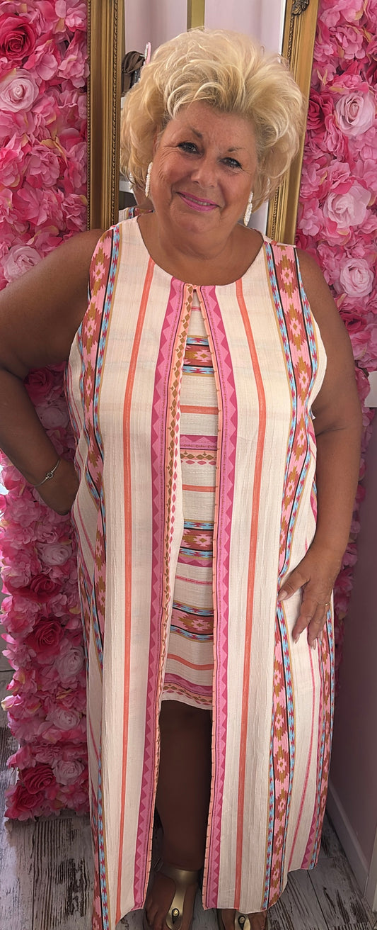 Jurk Boho Special Creme Plus Size Maat 44 t/m 52