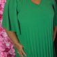 Lange Jurk Plisse Queen Groen Plus Size 44 t/m 50
