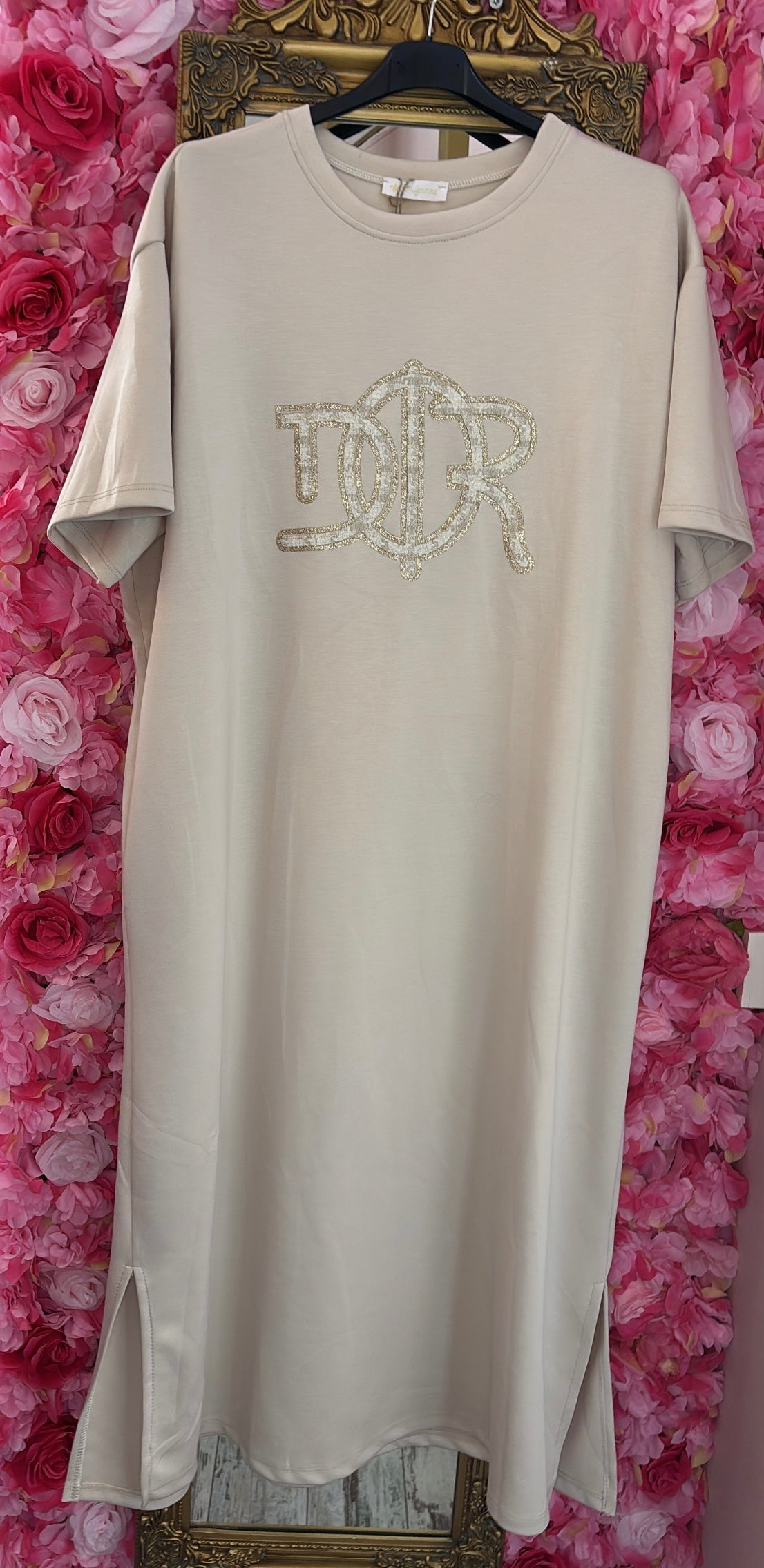 Lange Jurk Dio Beige Plus Size 44 t/m 50-52