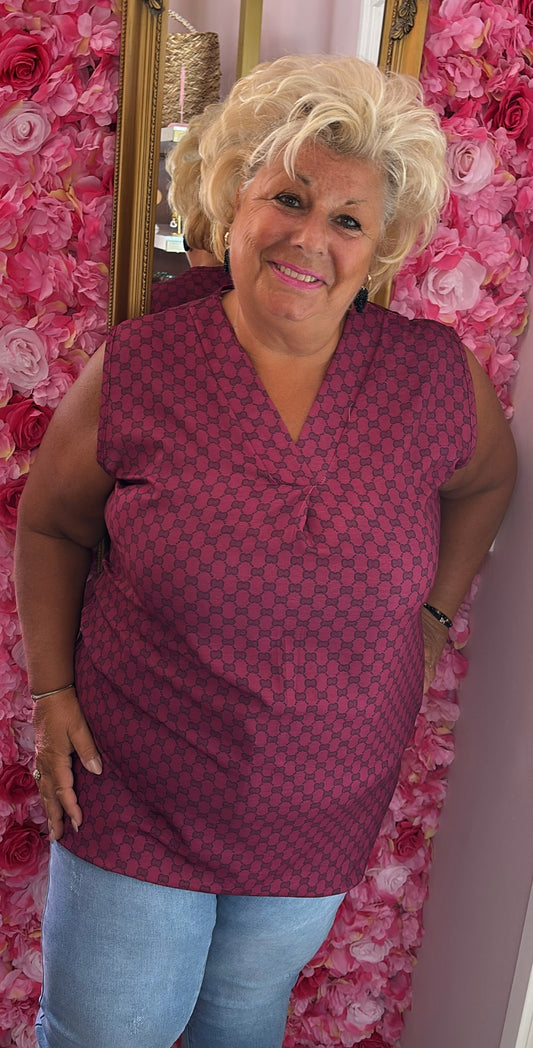 Top Flucc Bordeaux Plus Size Maat 44 t/m 50-52