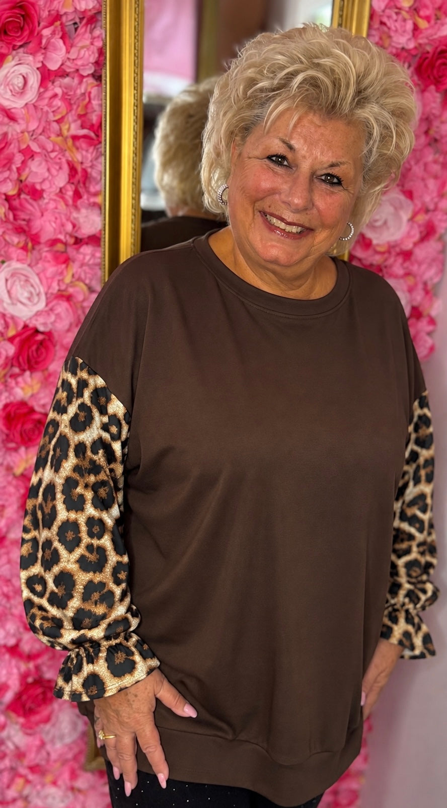 Sweater Flair Bruin Plus Size Maat 48 t/m 52