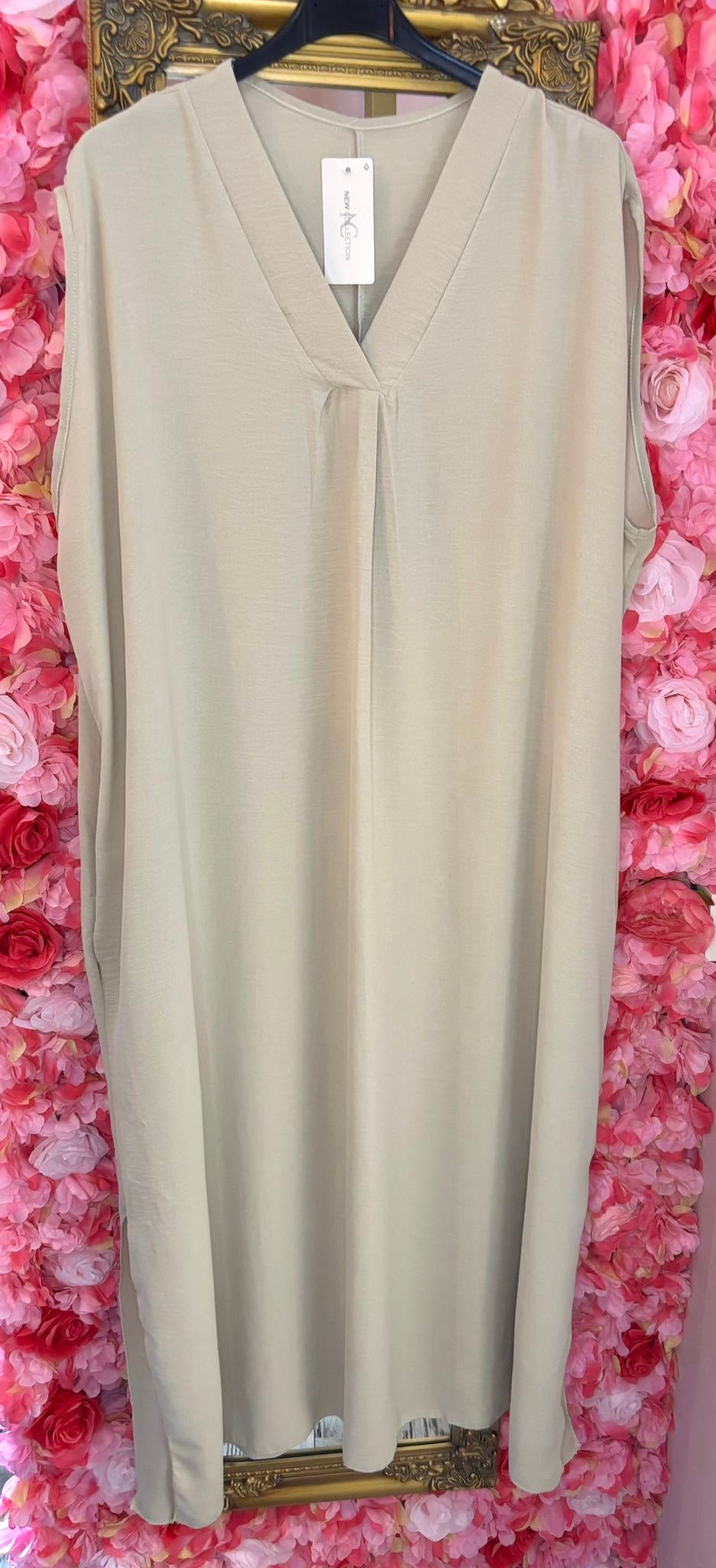 Lange Jurk Basic Hope Beige Plus Size 48 t/m 54-56