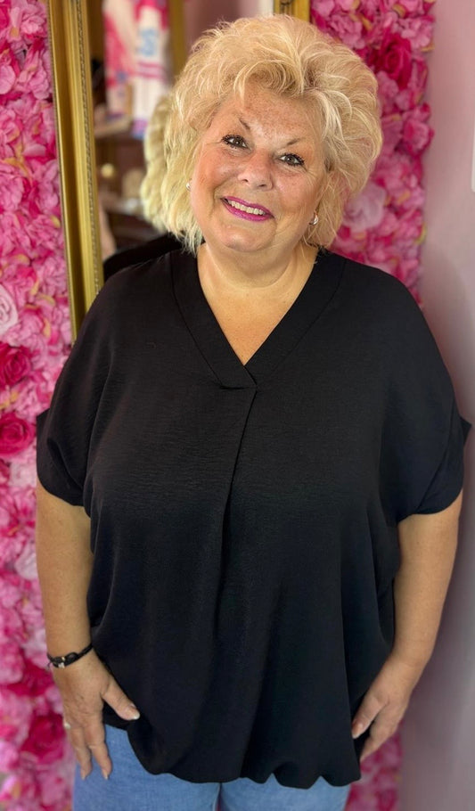 Blouse Ballon Sum Zwart Plus Size maat 48 t/m 54
