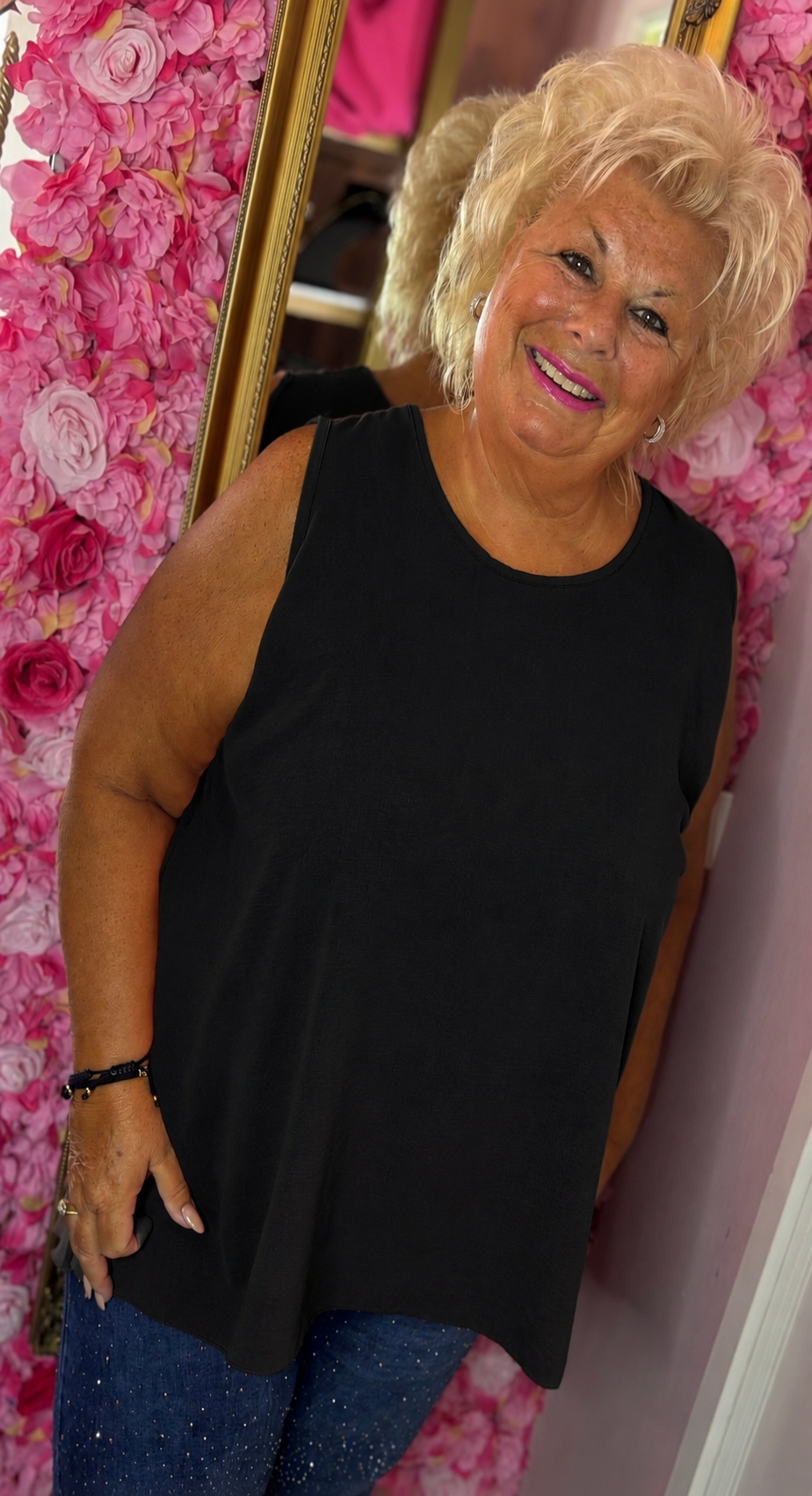 Top Strik Rug Zwart Plus Size Maat 44 t/m 50-52