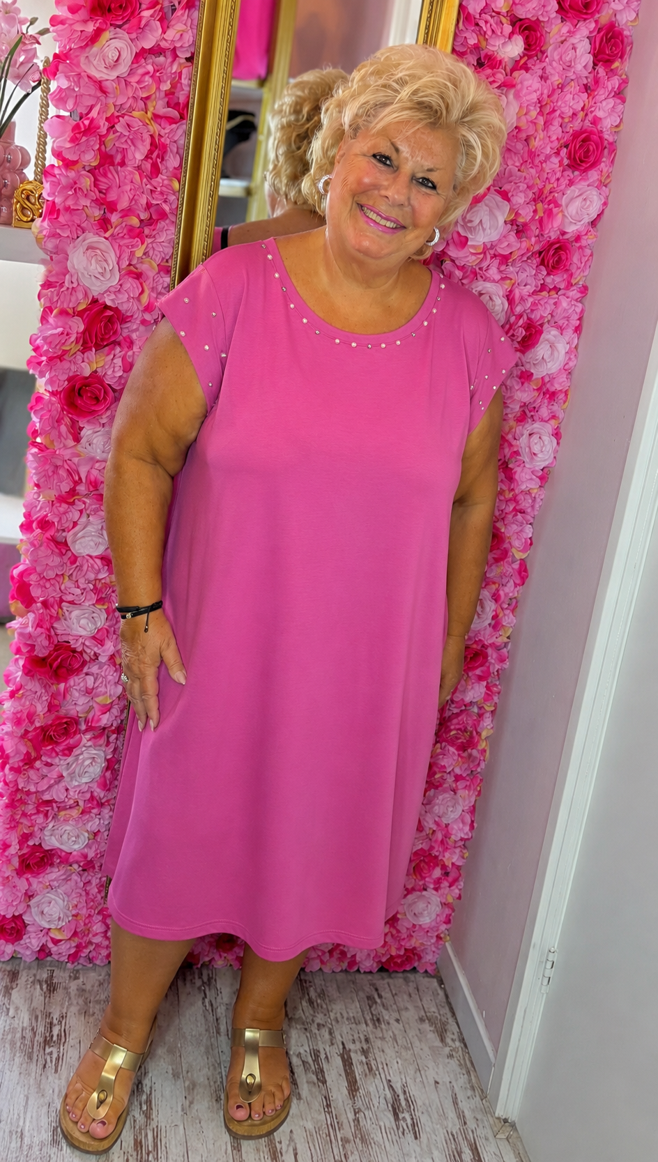 Jurk Parel Fuchsia Plus Size Maat 48 t/m 54-56