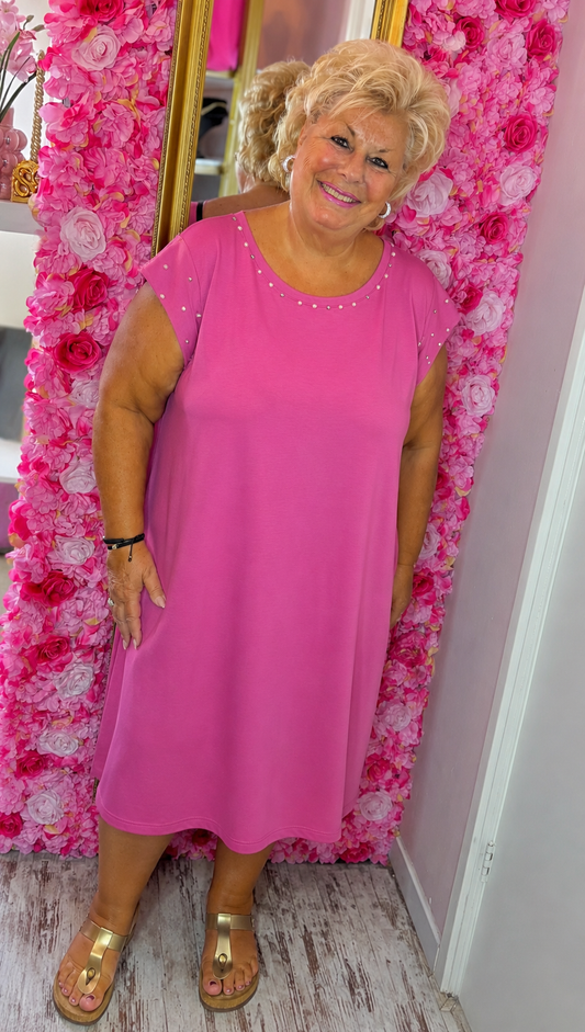 Jurk Parel Fuchsia Plus Size Maat 48 t/m 54-56
