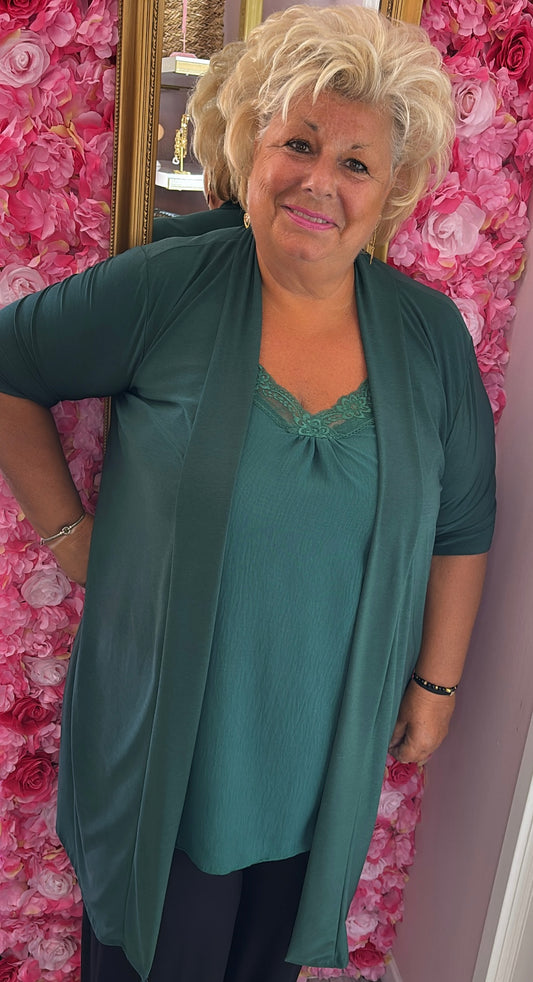 Vest Korte Mouw Travel Flucc Groen Plus size Maat 48 t/m 56