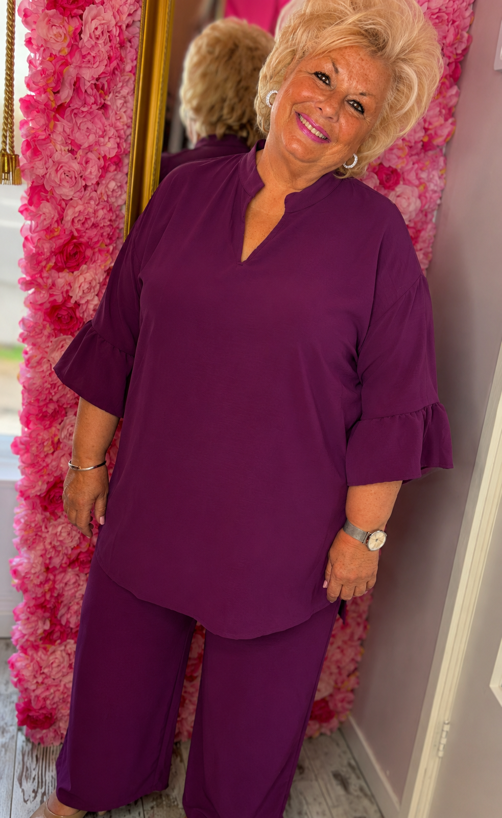 Blouse Mia Paars Plus Size maat 48 t/m 54-56