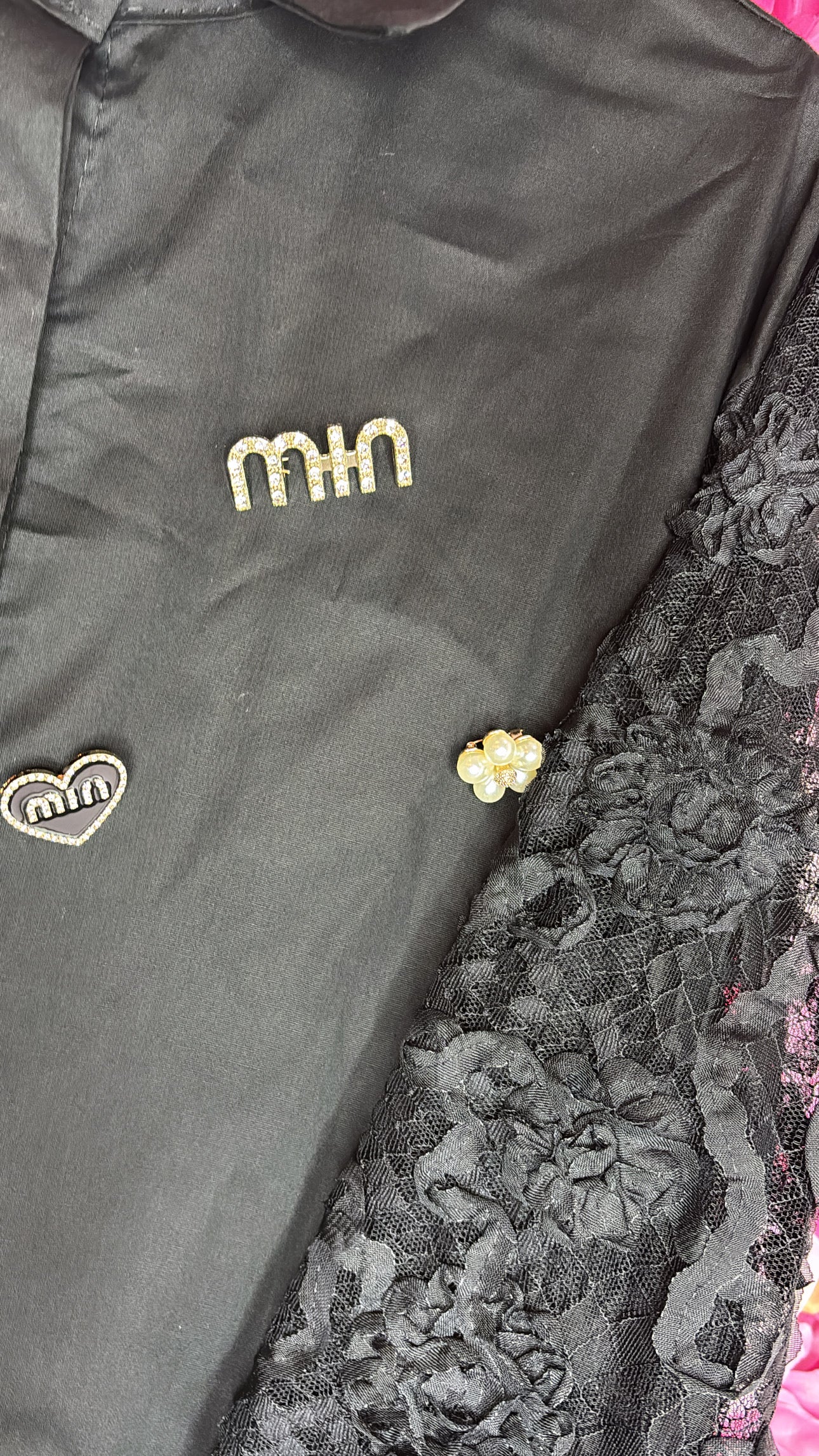 Blouse Mio Kant Zwart Plus Size maat 44 t/m 52