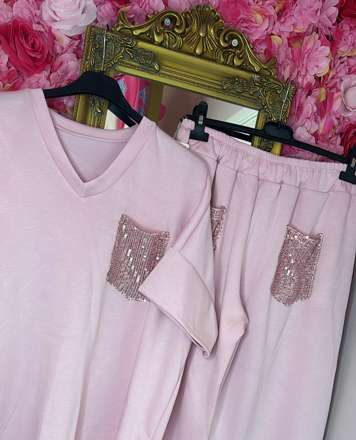 Comfy Set Glitter Roze Plus Size maat 46 t/m 54