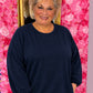 Long Sleeve Balloon Soft Donker Blauw Plus Size maat 46 t/m 50