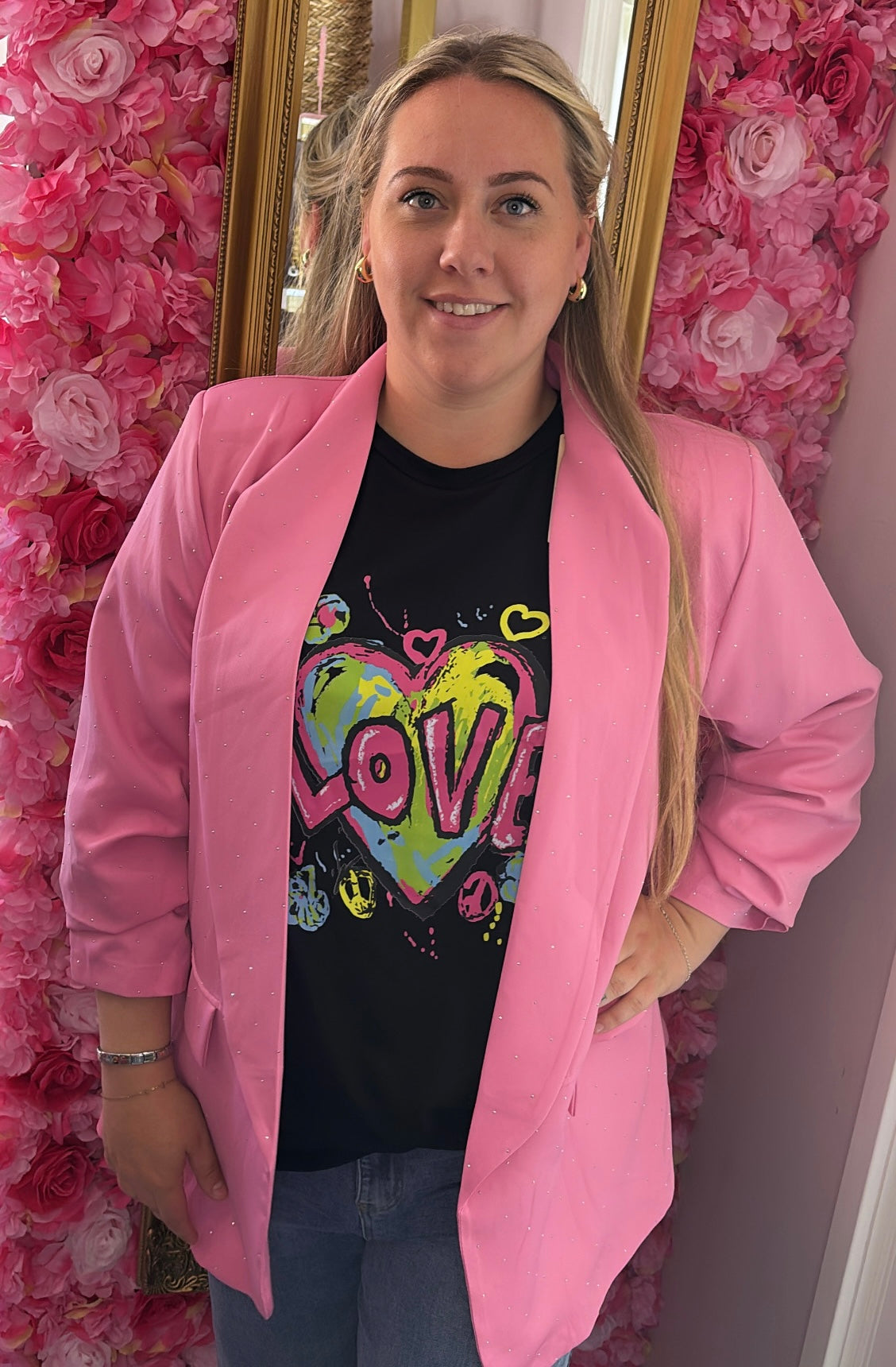 T-shirt Funky Love Zwart maat 44 t/m 50