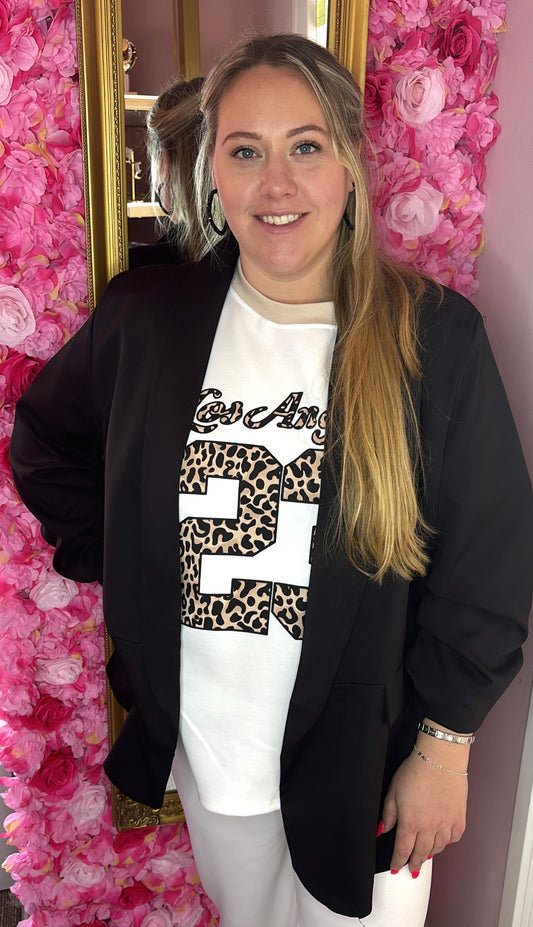 Blazer Basic Zwart Plus Size Maat 44 t/m 50