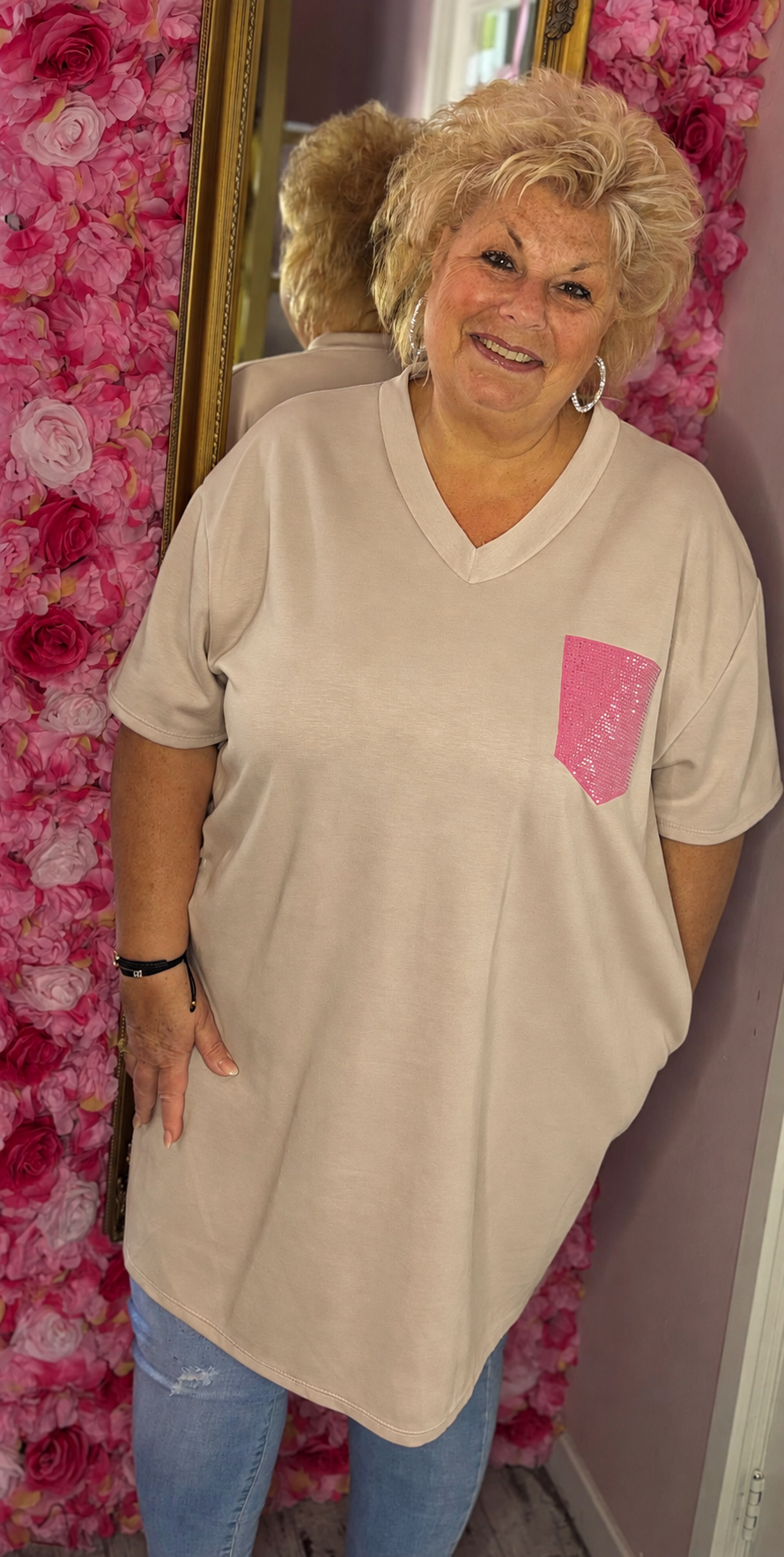 *LUCKY LOOK* Lang T-shirt/T-shirt Jurk Strass Bling Wit Maat 48 t/m 54