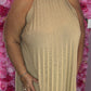 Lange Jurk Plisse Shine Gold Plus Size 44 t/m 52-54