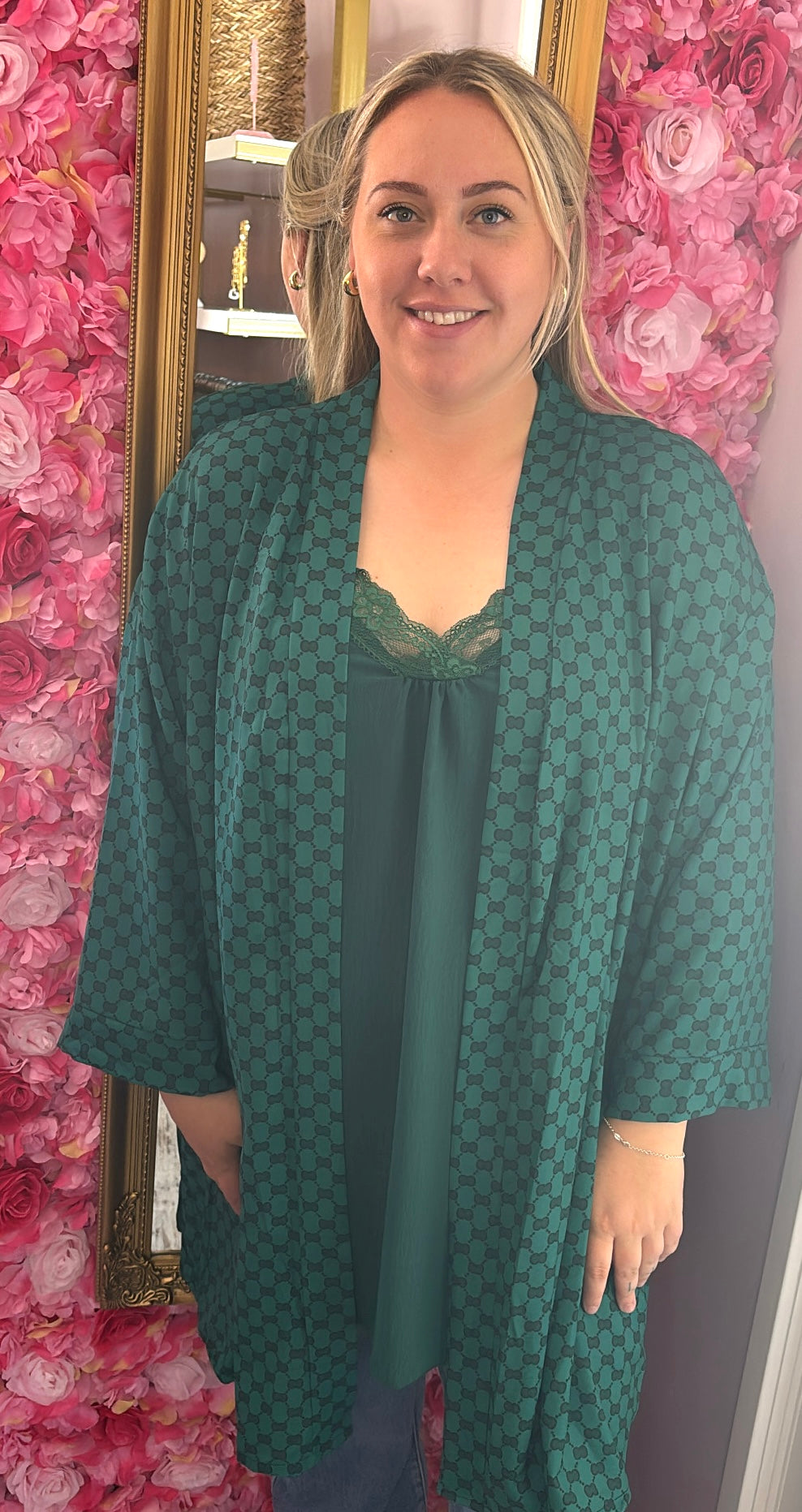 Kimono Flucc Groen Plus size Maat 48 t/m 56-58