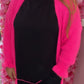 Vest lang Gebreid met Ruffle Roze Plus Size t/m Maat 46