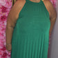 Lange Jurk Plisse Shine Groen Plus Size 44 t/m 52-54