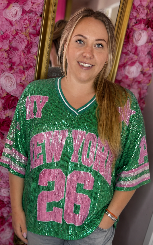 T-shirt Glamour New York High Groen Plus Size t/m 48